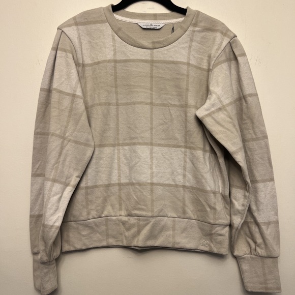 Alpine design women's crew sweater, small,‎ Tan/plaid NWT Furry/soft - Picture 1 of 9